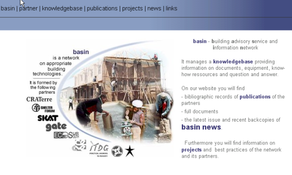 Startseite der basin Homepage