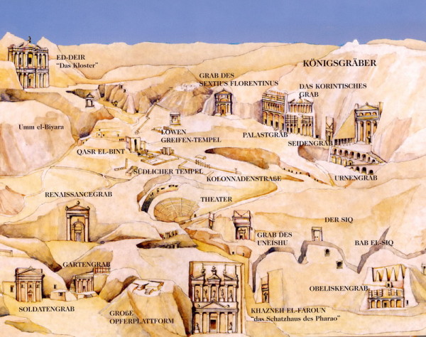 Plan von Petra aus "Jordanien - einst  und jetzt"