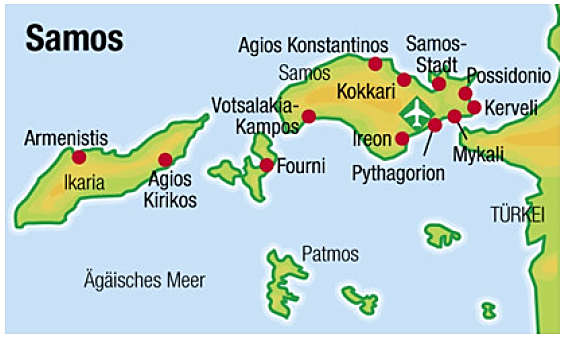 Karte von Samos und Ikaria