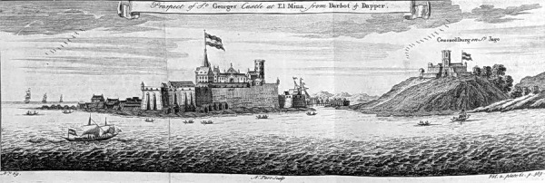 Die Burg Elmina und das Fort Jago, 1769 (Wikipedia)