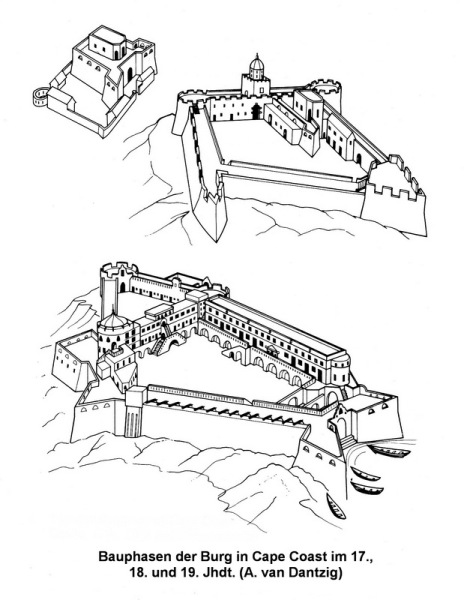 Bauphasen der Burg in Cape Coast, A. van Dantzig 
