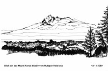 Blick auf den Mount Kenya vom Outspan Hotel, 12.11.1989