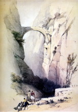 Lithographie von David Roberts mit dem Bogen am Sik Eingang (von 1838)