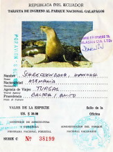 Nationalpark Ticket für ie Galapagos Inseln, 8.10.1986