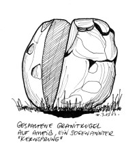 Granit Kugel mit Kernsprung auf Ameib, 10.3.Granit Kugel mit Kernsprung auf Ameib, 10.3.
